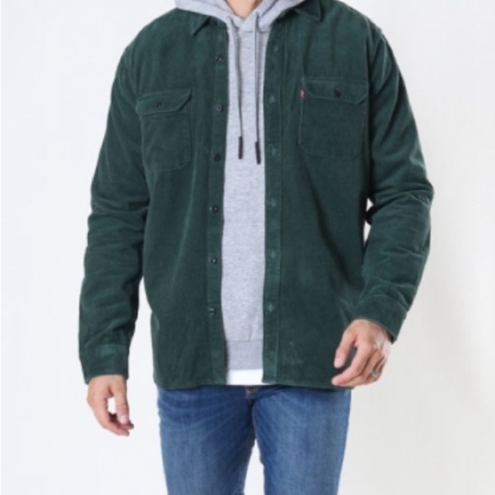 Levi's Small Worker Corduroy Shirt Green Relaxed Fit